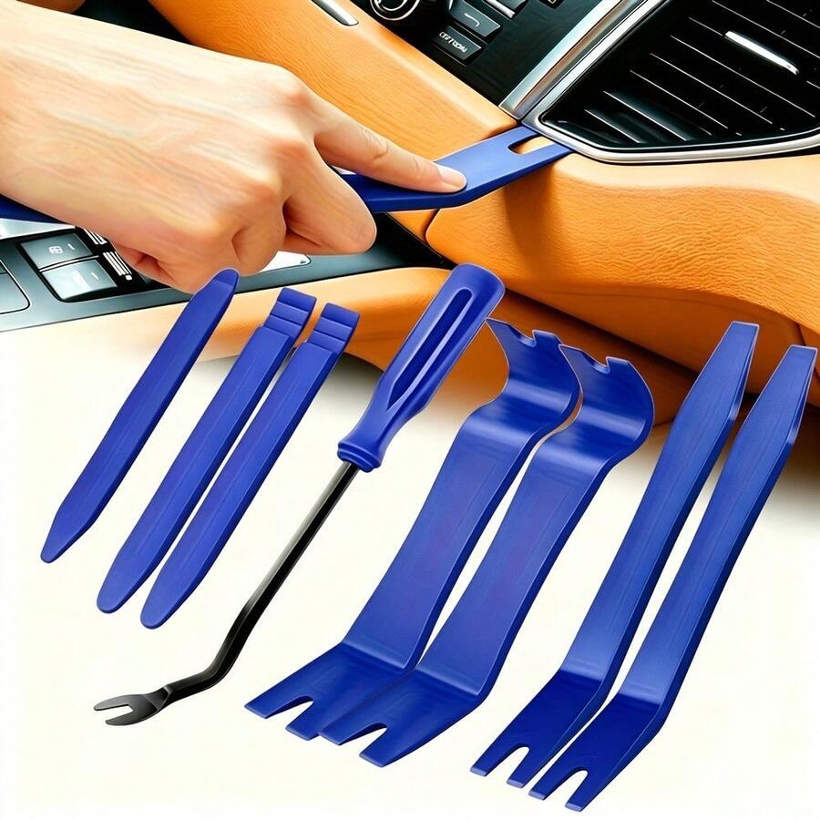 8件組專業汽車內飾拆卸工具組-不刮傷塑料撬棍,適用於車門面板卡扣與緊固件 - A - 查看 1