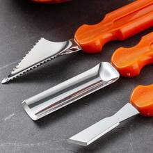 This 8-Piece Pumpkin Carving Knife Set Includes 7 Carving Tools And A Large Pumpkin Cookie Cutter. It's A Multi-Functional Fruit And Vegetable Carving Knife, A Halloween Decoration DIY Tool For Pumpkin Design And Decoration, And Easy To Use. - 7pcs Pumpkin Carving Tools + 1pc Large Pumpkin Mold - View 11