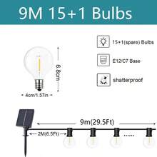 G40 Solar String Lights, Outdoor Patio Rope Lights, LED Fairy Lights, Suitable For Garden Party, Yard, Wedding, Street, Patio Decor - Warm Light - View 14