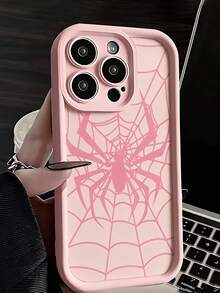 Phone Case - Fashionable Cute Pink Spider Web Pattern Phone Case, Anti-Slip Anti-Drop Compatible With IPhone18/18Pro/18ProMax/17/17Pro/17ProMax/16/16Pro/16ProMax/15/15Pro/15ProMax/14/13/12/11 - Pink - View 2