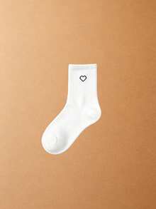 1/3/5 Pairs Men's Mid-Calf Socks, Black & White Heart Pattern Socks, Unisex Sports Socks, Korean Style Versatile Black & White Heart Mid-Calf Socks, All-Season Wear, Soft & Breathable, Skin-Friendly & Comfortable, High Elasticity, Moisture-Wicking & Sweat-Absorbing, Durable & Non-Tight; Suitable For Daily Commute, Casual Wear, Basketball, Cycling, Hiking, Running And Other Sports, Sports Socks, Fitness Training Socks. - Multicolor - View 16