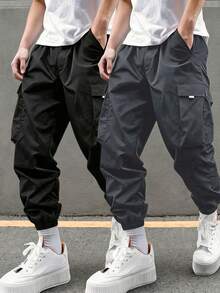 2件套 青少年男童时尚简约休闲工装裤 - 黑色 - 查看 8