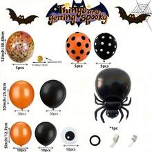 109Pcs Black Orange Polka Dot Halloween Balloon Arch Garland Kit With Large Spider Foil Balloons For Holiday Party Photo Backdrop Decor - Multicolor - View 6