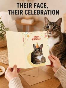 1pc Custom Pet Birthday Cards, Personalized Cat And Dog Photo Greeting Cards, Pet Owner Birthday Gifts, Pet Birthday Blessing Cards, Custom Animal Image Sticky Notes. - Multicolor - View 8