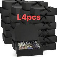 10pcs Black Gift Boxes With Lids, Groomsman Proposal Boxes, Luxury Black Gift Boxes With Ribbon For Wedding, Birthday, Party, Christmas, Bridesmaid, Graduation, Valentine's Day - Black - View 9