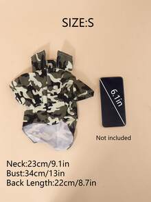 聚酯纖維英式軍綠迷彩寵物毛衣，無彈性，適用於貓狗，適合小型至中型寵物，貓咪用品，夏季上衣（此商品尺寸偏小，建議購買時選擇大 1-2 號） - 軍綠色 - 查看 11