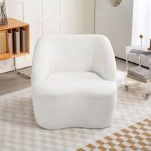 Modern Armchair With Fleece Padding, Cozy Upholstered Chair For Living Room, Bedroom - 白色 - 查看 3