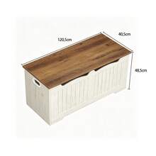Halupeit 47.2-Inch Wooden Flip Storage Box, Double Hinged White Storage Stool With Handle, Versatile For Foyer Bedroom And Living Room - White Brown - View 5