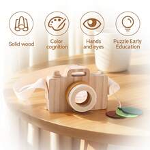 Wooden Simulated Card-Insert Camera Kaleidoscope Toy, Card-Insert Toy With Interchangeable Lens Color And Image, Baby Educational Toy For Fine Motor Skills, Christmas Halloween Children's Day Back To School Gift - Multicolor - View 4