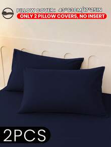 1pc/2pcs Soft Blue Pillowcase, Pillowcase, Bedding, Room Decor, Multi-Size Pillowcase, Envelope Closure, Wrinkle-Resistant, Breathable, Fade-Resistant, Stain-Resistant, Suitable For Bedroom, Sofa, Living Room, Pillow Insert Not Included, Back To School - Navy Blue - View 17