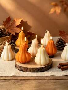1 Set Pumpkin Candle Mold, 3D Autumn Silicone Mold, Halloween Thanksgiving Decoration Mold, Suitable For Resin Candle Soap Wax, Autumn Pumpkin Silicone Fondant Chocolate Cake Decoration Mold DIY Handmade Craft - B - View 6