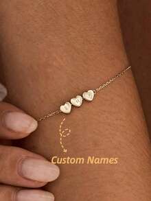 Bracelet personnalisé avec pendentif cœur initial 3D, bracelet lettre or personnalisé, bijoux d'été, bracelet pour femme, bracelet familial, bracelet femme, cadeau personnalisé, cadeau fête des mères, accessoire de plage pour femme - Doré - Voir 1