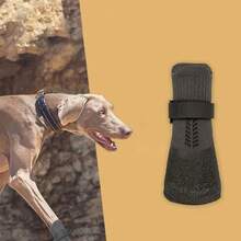 4pcs Casual Waterproof Pet Socks Shoes Anti-Dirty Non-Slip Dog Shoes Breathable Dog Paw Protector - Black - View 5