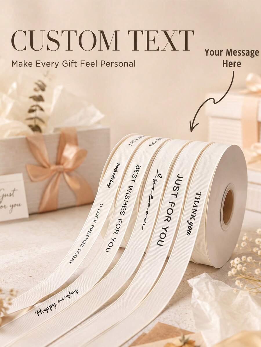Customized Ribbon, 25mm Personalized DIY Ribbon, Gift Packaging, Birthday, Wedding, Anniversary, Woven Ribbon Bow Decoration Gift, School Supplies, Back To School Season