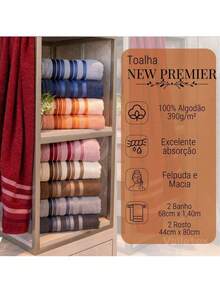 Bath Towel Set 4 Pieces 100% Cotton Thick Super Soft Terry Excellent Absorption New Premier Valletex - 酒紅色 - 查看 5