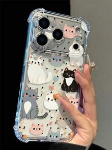 Cute Cat & Heart Polka Dot Pattern Shockproof Phone Case, Transparent Corner Protection Anti-Drop Fashion Daily Versatile Essential, Suitable For Daily Use, Compatible With IPhone 18/18Pro/18Pro Max/16/16 Pro/16 Plus/16 Pro Max/17/17 Pro/17 Pro Max/15/15 Pro/15 Pro Max/15 Plus/14/14 Pro/14 Pro Max/13/13 Pro/13 Pro Max/12/12 Pro/12 Pro Max/11/7/8 Birthday Gift Back To School Gift Halloween Christmas Gift Suitable For Men And Women Daily Use - Clear - View 2