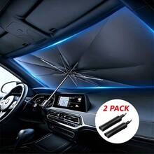 FLYANT Car Accessories Car Windshield Sun Shade Umbrella, Reflects UV Rays And Protects Dashboard From Sun, Foldable Car Shade Front Windshield, Suitable For Various Vehicle Models, Off-Road Vehicle, Truck, Truck,Car Accessories - 黑色 - 查看 11