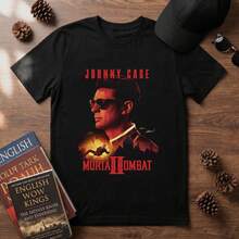 Camiseta Johnny Cage Uncaged Fury , Camiseta  2, Ropa Gráfica Johnny Cage, Camiseta Karl Urban, Regalo para Fanáticos de - Negro - Ver 1