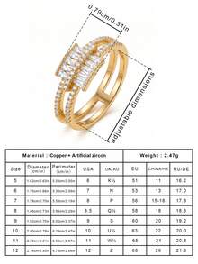 Gift Box Style Luxurious Sparkling Fully Pave Cubic Zirconia Ring, Shining Geometric Jewelry, Suitable For Women's Wedding Party And Holiday Gift - Gold - View 5