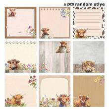 1/3/6/9/18 pezzi Note adesive carine con mucca delle Highlands in stile cartone animato, blocchetti adesivi da 3x3 pollici, decorazione per ufficio, regalo adatto per studenti, scuola, insegnanti, riunioni d'ufficio (Mucca delle Highlands) - Multicolore - Visualizzare 13
