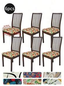 Waterproof Stretch Printed Dining Chair Slipcover, Machine Washable Removable Elastic Cover With Drawstring, Universal Milk Fiber Furniture Protector, Stain Resistant Anti-Scratch For Kitchen, Office & Pet Friendly Homes - Multicolor - View 48