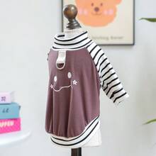 PETCIRCLE 1件寵物衣服 小狗幼犬可愛防風保暖簡約百搭親膚表情娃娃圓領毛衣－棕色 - 彩色 - 查看 8