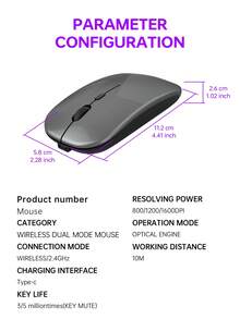 Upgrade Your Computer Experience With A Rechargeable Wireless Mouse - 2.4GHz Silent Optical Mouse, Suitable For Laptops - Dark Grey - View 8