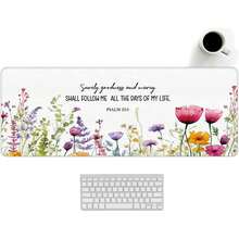 Christian Decor Large Mouse Pad Bible Verses Desk Mat XXL 31.5x11.8 Inches Surely Goodness And Mercy Extended For Office Room Decor Christian Gifts For Women Gaming Computer Mat - Christian Surely Goodness and Mercy - View 1