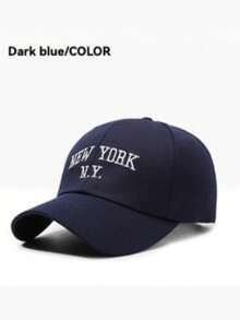 1pc Baseball Cap, High-Density Polyester Fiber Material, Available In Classic Beige And Navy Blue Solid Colors. Minimalist Luxury Style, 6-Panel Curved Brim, With 3D Embossed Texture, Sweat-Absorbing Headband, Metal Buckle Adjustable Head Circumference, Sun Protection And Windproof, Suitable For Commuting, Travel, Daily Wear, All Seasons - Multicolor - View 10