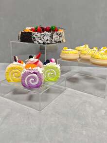 Acrylic Buffet Risers, 3pcs Buffet Table Food Risers With Hollow Bottom For Catering, Desserts, Jewelry And Figure Display - White Cube Nested Risers For Party Decoration - Multicolor - View 18