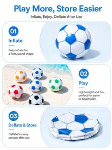1pc Classic Panel Pattern PVC Inflatable Football, Round Air-Filled Soccer Ball, Waterproof Floatable Ornament Suitable For Summer Pool Event/Coastal Trip/Courtyard Hangout/Picnic Lawn/Festive Layout Decoration/Back To School Things/Beach Accessories - A - View 6