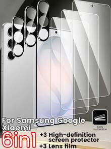 [6in1]3pcs Tempered Glass Screen Protector Compatible With Samsung/, High Transparency Full Coverage, Smooth Touch Sensitivity, 9H Hardness, Anti-Scratch & Anti-Drop, Better Phone Protection + 3pcs Lens Protector, Full Coverage, No Pixel Loss, Bare Phone Image Quality, Secure Fit, No Residue After Removal, Hydrophobic & Oleophobic, Fingerprint & Dust Resistant - Clear - View 43