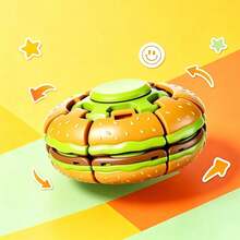 1pc Hamburger Shaped Finger Spinner Creative Press Rotating Spinner Ball Stress Relief Toy, Finger Spinner Puzzle Desktop Ornament, Suitable For Office Life Interaction - Multicolor - View 2