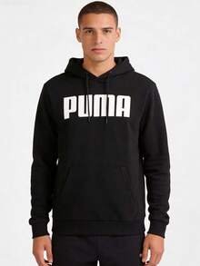 PUMA Solid Color Basic Soft Sport Lifestyle Series Black Simple Casual Hooded Sweatshirt for Men - Hitam - View 1