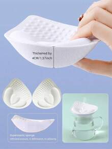 1 Pair 4cm Thick White Bra Cups, Small Size Removable Washable Push-Up Padding, Bra Padding Accessories - White - View 2
