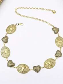 Punk Style Metal Heart Western Waist Chain Decorative Belt Chain Accessory Fashion Dress Accessory - Bronze - View 2