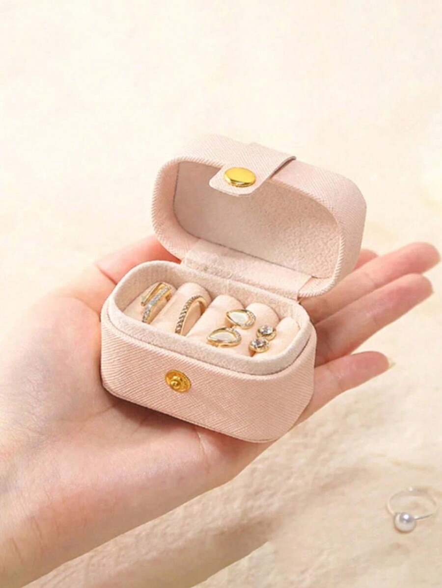 1件/2件/3件迷你便攜旅行極簡皮革珠寶收納盒，戒指項鍊耳環收納盒，展示禮品盒