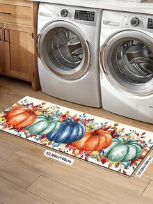 1/2pcs Thanksgiving Multi-Color Pumpkin Pattern Kitchen Decor Rug, Autumn Kitchen Carpet And Mat, Non-Slip Washable Absorbent Kitchen Accessories Decorative Mat, Thanksgiving Holiday Gift! - Multicolor - View 12