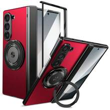 VIETAO 360°旋轉磁吸環支架手機殼，適用於 Galaxy Z Fold 8 Ultra 7 6 5 4，附螢幕保護貼與轉軸保護 - 紅色 - 查看 1