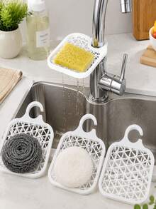 4pcs Stainless Steel Kitchen Sink Storage Rack With Faucet Mount, Suitable For Home Sponge, Dishcloth, Dishwashing And Draining, With Hanging Basket - A - View 15