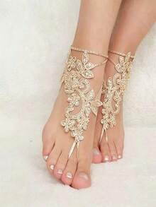 European And American Bridal Beach Lace Anklet Exotic Style Foot Jewelry Wedding Supplies - Gold - View 2