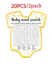 20/10pcs/Set Baby Shower Game Cards - Baby Themed Word Search Game Cards; Fun Baby Shower Game Supplies And Activities; Baby Shower And Gender Reveal Party Supplies; Gender Reveal Games For Guests To Participate; Tabletop Games; Modern Design Style - Multicolor - View 8