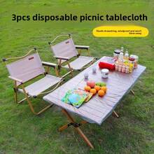 3pcs Disposable Plastic Film Table Cover For Picnics, Windproof Outdoors, No Wash Tablecloth, Camping Car Camping Table Cover - Suitable For Outdoor Camping/Friend Gatherings/Banquets/Events - No Wash, No Wipe - Multicolor - View 5