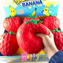 1 pieza Juguete antiestrés de fresa grande para apretar, bola de harina realista con forma de fruta para desahogo y bromas - Multicolor - Ver 6
