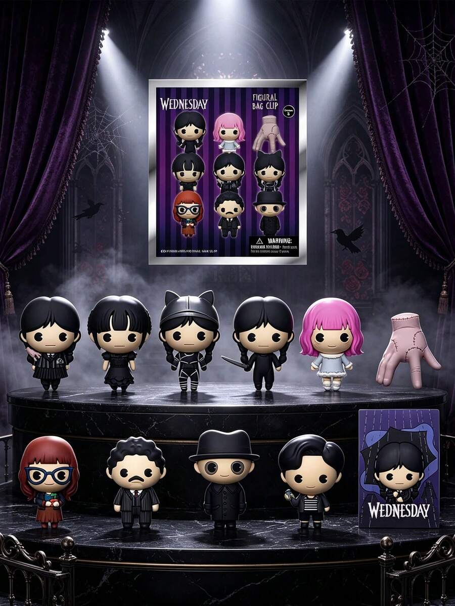 Netflix 1PC Official Licensed Wednesday Series Blind Bag Keychain Mystery 3D Figure Random One Includes Wednesday Addams Enid Sinclair Thing  Uncle Addams Bag Clip Charm Collectible Ornament Surprise Gift For Fans Party Birthday Accessory - Multicolor - View 1