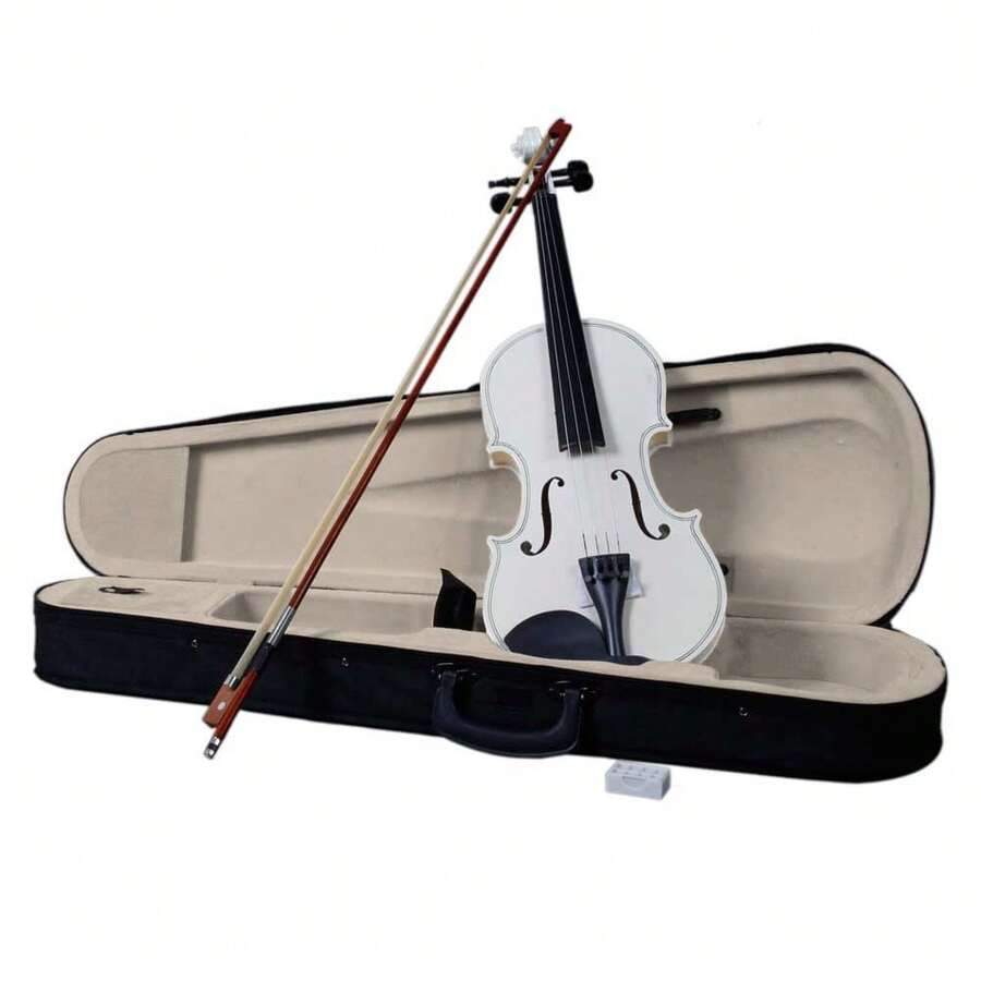 New 4/4 Acoustic Violin Case Bow Rosin White - As Pic - View 1