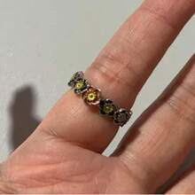 Gothic Style Red Crystal Butterfly Heart-Shaped Open Ring, Women's Vintage Adjustable Finger Ring, Halloween Jewelry - Multicolor - View 9