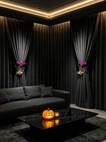 2Pcs Halloween Glitter Curtain Tiebacks, Bat Pumpkin Ghost Alloy Curtain Holdbacks For Holiday Bedroom Party Decor - Halloween Edition - View 4
