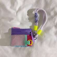 1PC Mesh Hollow Coin Purse Phone Charm Nylon Woven Crossbody Lanyard Suitable For Phone Case Dopamine Colorful Versatile Women's Storage Bluetooth Earphone Universal Key Portable Hanging Chain - Multicolor - View 10