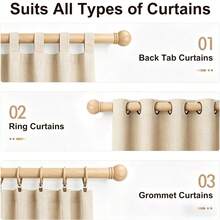 1 Set - Faux Wood Grain Curtain Rod, Fits Window Sizes 34 To 146 Inches, 1 Inch Diameter, Adjustable Heavy Duty Curtain Rod With Decorative Faux Wood Grain Finials, Suitable For Living Room, Bedroom, Kitchen, Cafe And Farmhouse - Bohemian - View 4